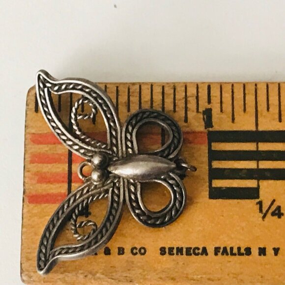 Vtg Sterling Silver Butterfly Brooch Pin Art Nouveau Style Design Marked 925 - Picture 4 of 5